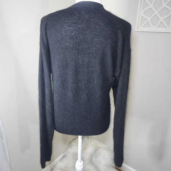 Vintage 1980s Cezanne Black Silk Angora Quiet Luxury Beaded Old Money Cardigan - Picture 13 of 16